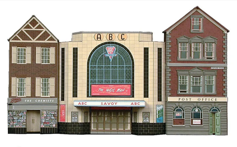  Superquick 1/76 Low Relief Cinema, Post Office & Shop Card Building Kit 