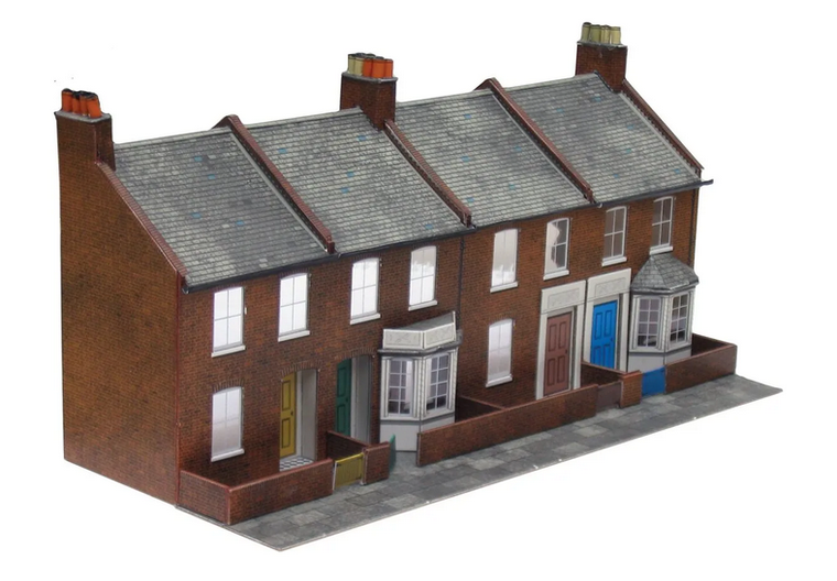  Superquick 1/76 Low Relief Terrace Fronts (Red Brick) Card Building Kit 