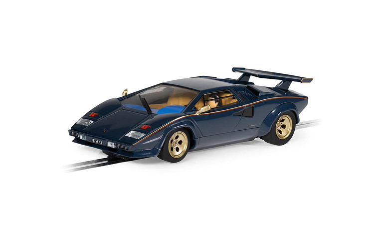  Scalextric Lamborghini Countach - Blue + Gold Slot Car 