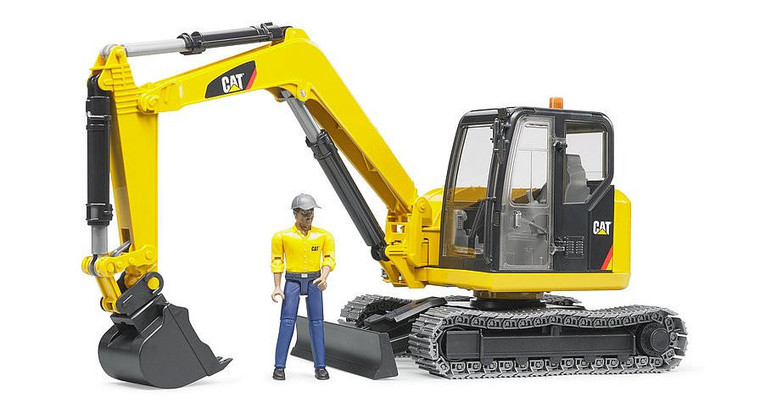  Bruder Cat Mini Excavator With Worker 