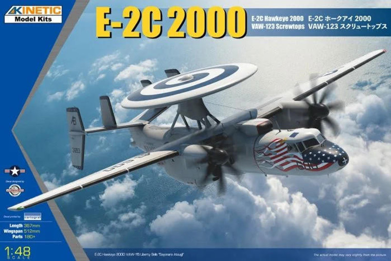  Kinetic 1/48 Grumman E-2C Hawkwye 2000 VAW-123 'Screwtops' Model Kit 