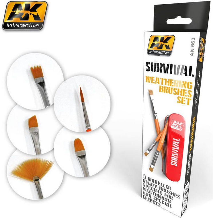  AK Interactive Survival Weathering Brush Set 