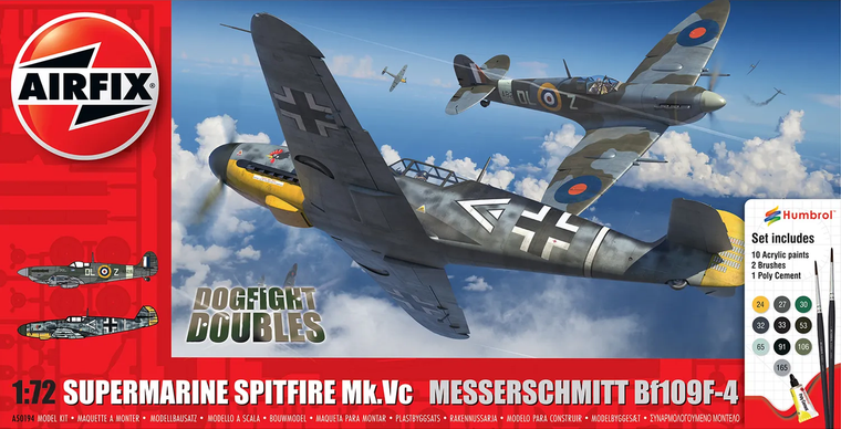 Airfix 1/72 Supermarine Spitfire Mk.Vc & Messerschmitt bf 109F-4 Starter Set 