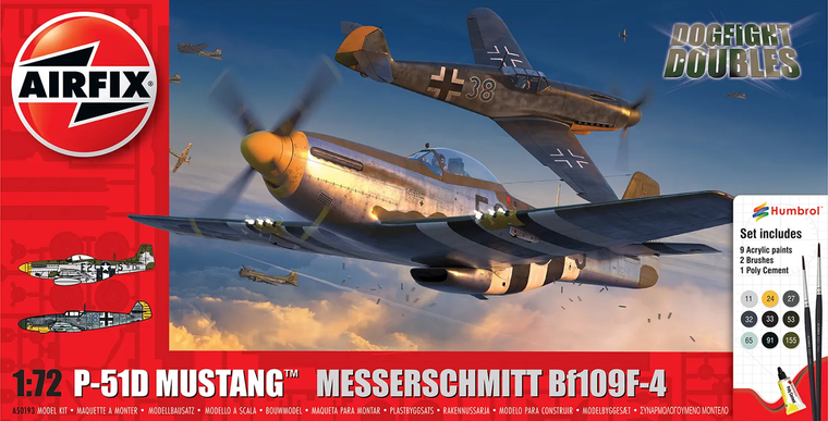  Airfix 1/72 North American P-51D Mustang vs Messerschmitt Bf 109F-4 Starter Set 