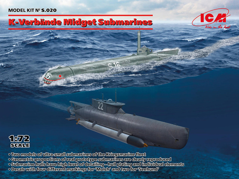 Icm ICM 1/72 K-Verbande Midget Submarines ('Seehund' and 'Molch') Model Kit 