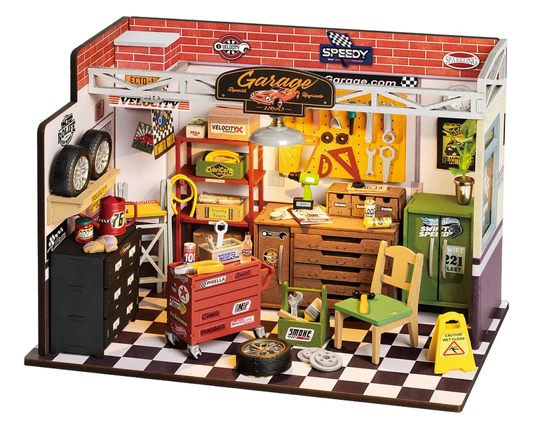  Rolife Garage Workshop Wooden Diorama Kit 