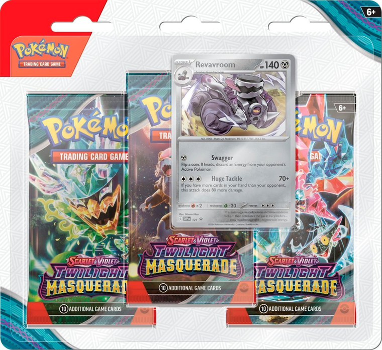  Pokemon TCG Scarlet & Violet 6 Twilight Masquerade - 3 Pack Booster Set with Revavroom 