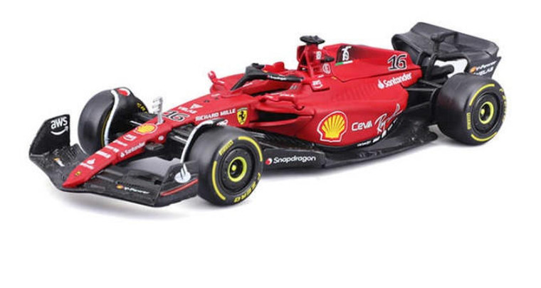  Burago 1/43 Ferrari F1-75 2022 #16 Leclerc Diecast Model 