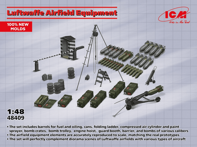 Icm ICM 1/48 WWII Luftwaffe Airfield Equipment 