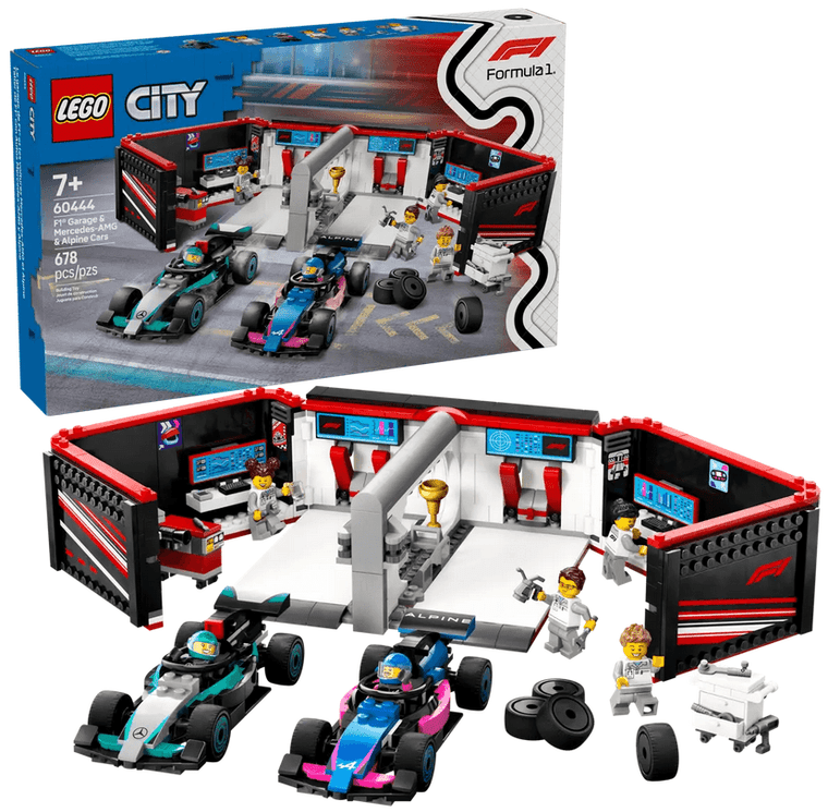  Lego City Formula 1 Garage & Mercedes-AMG and Alpine Race Cars 