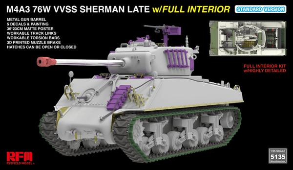  Rye Field Models 1/35 M4A3 Sherman 76W VVSS Late with Interior Standard Kit 