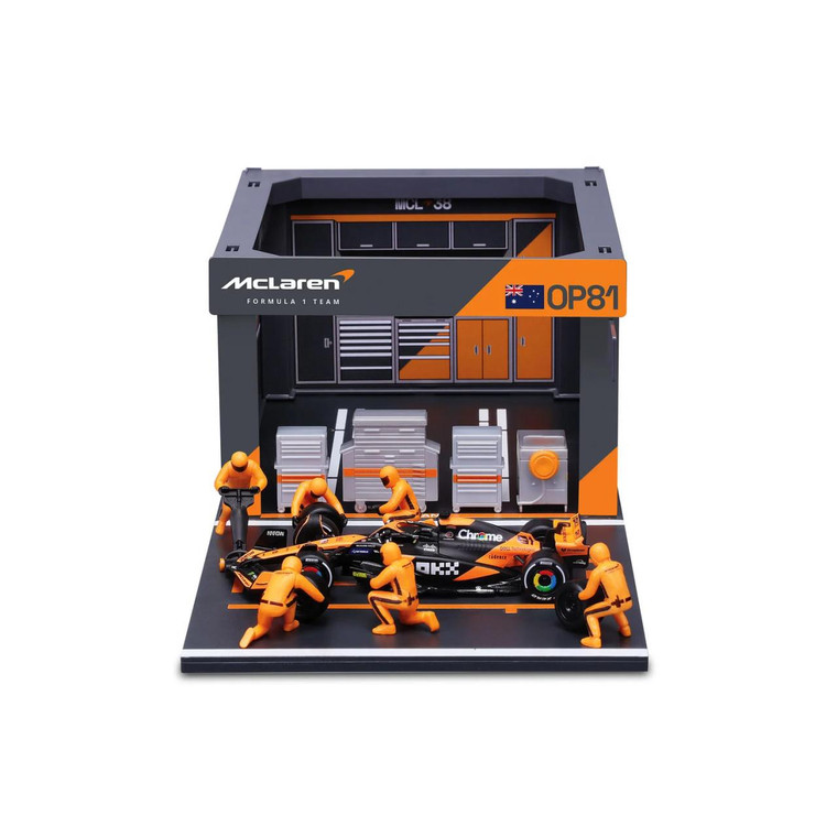  Burago 1/43 F1 McLaren MCL38 2024 Oscar Piastri Pit Pass Diorama 