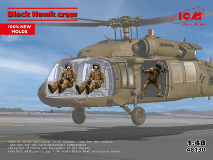 Icm ICM 1/48 Black Hawk Helicopter Crew (3 Figures) 