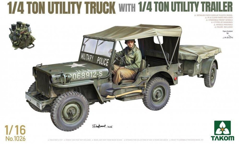  Takom 1/16 ¼-ton Utility Truck & utility trailer 