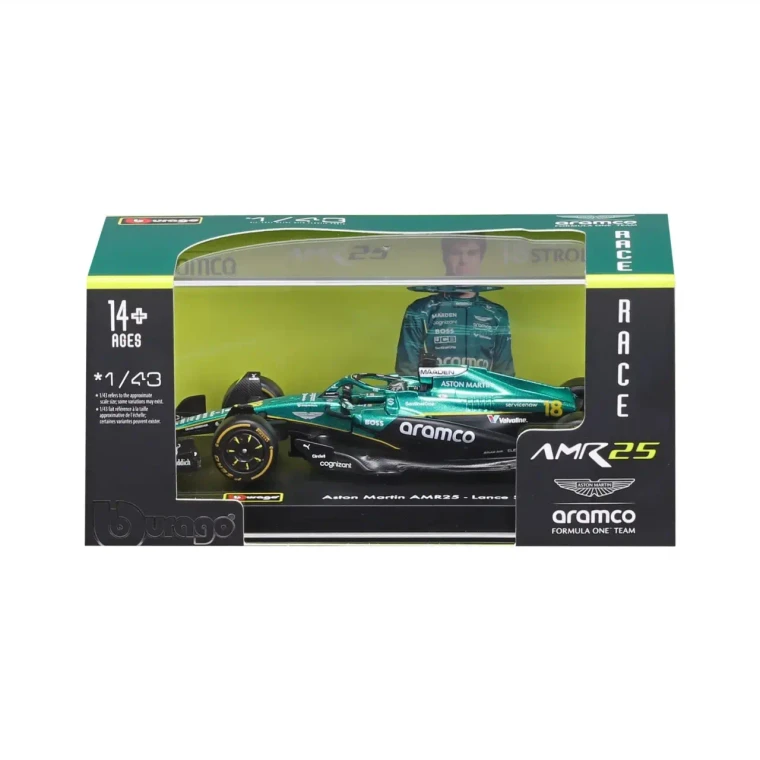  Burago 1/43 Aston Martin AMR25 F1 #18 2025 Stroll wiith Helmet 