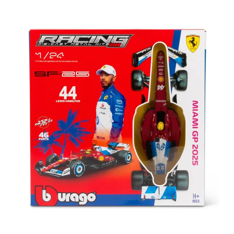  Burago 1/24 F1 Ferrari SF-25 Miami GP 2025 Diecast Model Kit - Lewis Hamilton 
