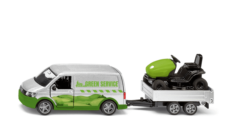  Siku 1/50 Volkswagen Van with Lawn Tractor Trailer 