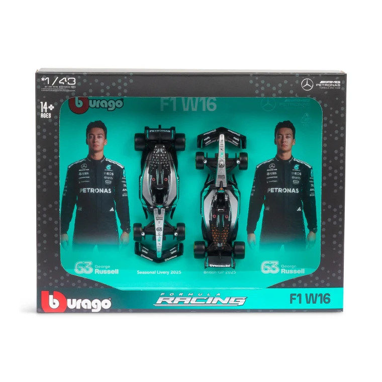 Burago 1/43 F1 Mercedes-AMG W16 2025 Driver Two Pack - George Russell