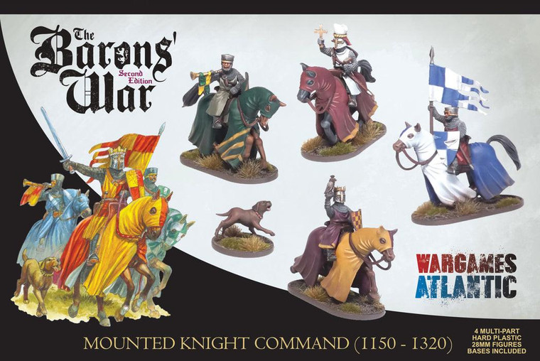  Wargames Atlantic 28mm Age of Chivalry - The Barons' War - Mounted Knights 1150-1320 Command Group 