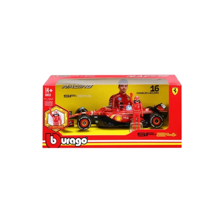  Burago 1/24 F1 Ferrari SF-25 2025 with Driver Figure - Charles Leclerc Diecast Model 
