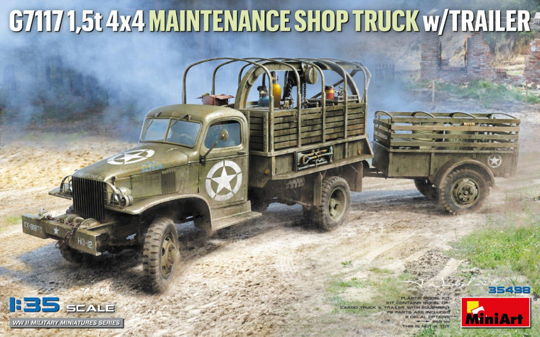  MiniArt 1/35 G7117 1,5t 4x4 Maintenance Shop w/Trailer Model Kit 