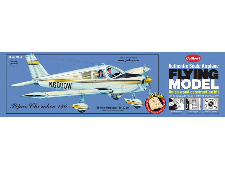  Guillow 1/20 Piper Cherokee 140 Balsa Model Kit 