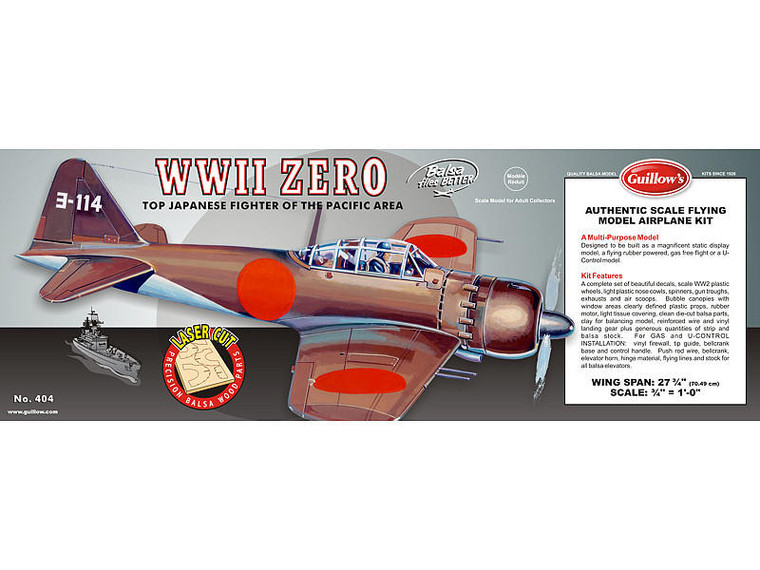  Guillow 1/16 Mitsubishi Zero Balsa Model Kit 