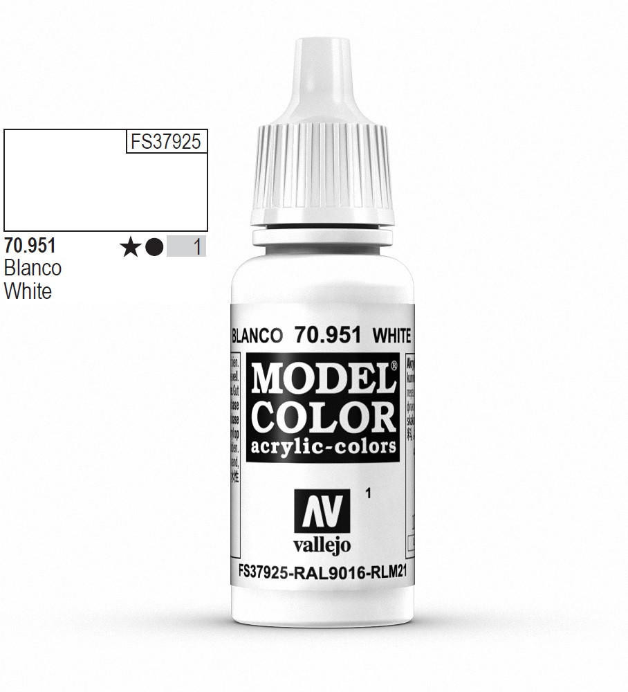 Vallejo Model Color 951 17ml White Matt Acrylic Paint Wonderland Models VAL951 £2.99