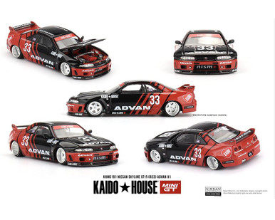 Mini GT 1/64 Nissan Skyline GT-R (R33) Kaido Works Advan