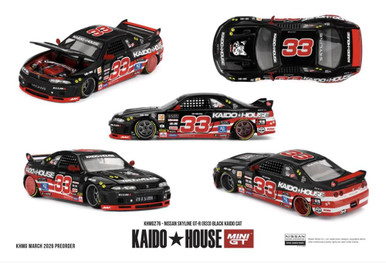 Skyline R33 Model Kit Mini GT 1/64 Nissan Skyline GT-R (R33) Black Kaido Cat - Wonderland ...