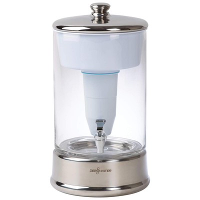 ZeroWater 40-Cup Glass Dispenser in Silver