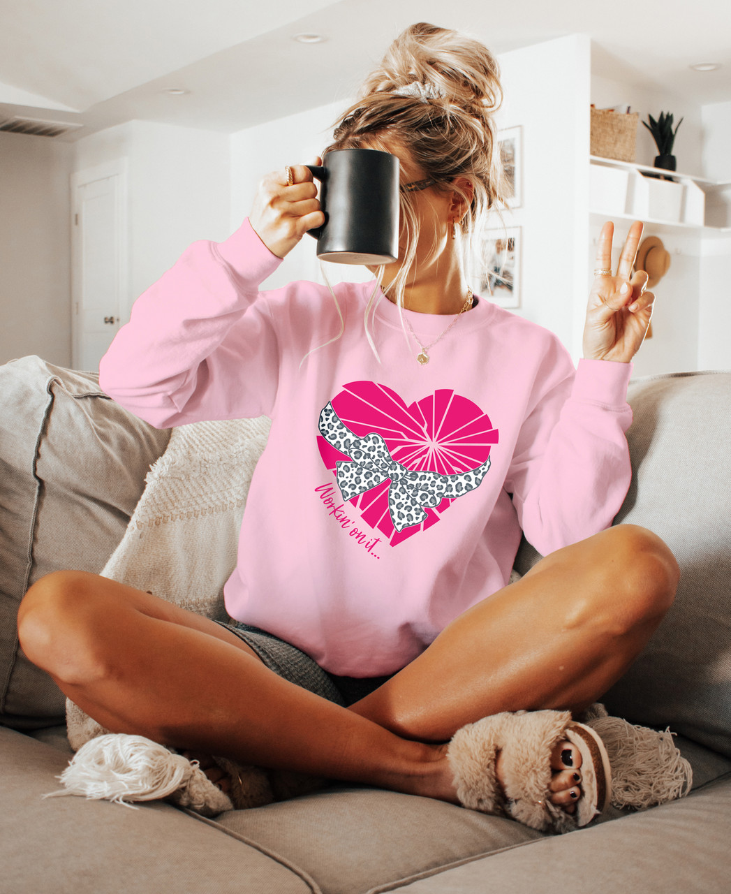 Sweat-shirt à Bandoulière Victoria's Secret « Sweet Home Chicago » - Rose, Neuf