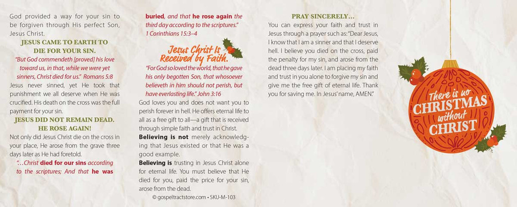 No Christmas Without Christ Bold Ornament Bulk