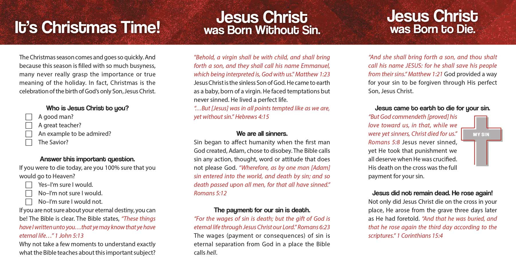 Gospel Tract Merry Christmas Traditional