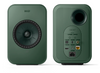 KEF LSX II LT Wireless Bookshelf Speakers in Sage Green, pair front and back views