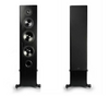 KLH Kendall 2F Floorstanding Speakers in Black Oak Veneer. Image shows one speaker without grille, the other with grille

