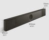 KEF XIO Soundbar in Slate Black, dimensions shown