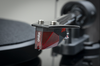 ProJect Debut Carbon ClassicTurntable with Ortofon 2M Red cartridge in black, cartridge closeup