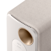 KEF LSX II Wireless Powered Bookshelf Speakers in Cotton White. Back, Closeup