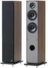 Elipson Horus 11F BT Active Floorstanding Speakers in Walnut, with and without grille