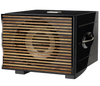 REL S/850 Subwoofer in black, with wooden grille