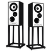 Mission 700 Speakers in Black, (sold Seperately); pair shown without grilles and on Mission 700 Speaker Stands 