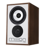 Mission 750 Speakers in Walnut, individual speaker, angled to the left and without grille
