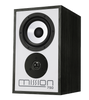 Mission 750 Speakers in Black Oak, individual speaker, angled to the left and without grille