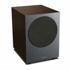 Mission LX-10SUB MKII Active Dynamic Drive IB Subwoofer in Walnut Pearl, angled with grille