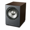 Mission LX-10SUB MKII Active Dynamic Drive IB Subwoofer in Walnut Pearl, angled without grille