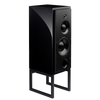 ATC SCM50ASL Active Speakers in Piano Black.  Individual speaker shown on an angle and without grille