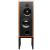 ATC SCM50ASL Active Speakers in Cherry.  Individual speaker shown front on and without grille