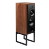 ATC SCM50PSL Passive Speakers in Walnut.  Individual speaker shown on an angle and without grille