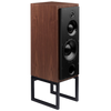ATC SCM50PSL Passive Speakers in European Walnut.  Individual speaker shown on an angle and without grille